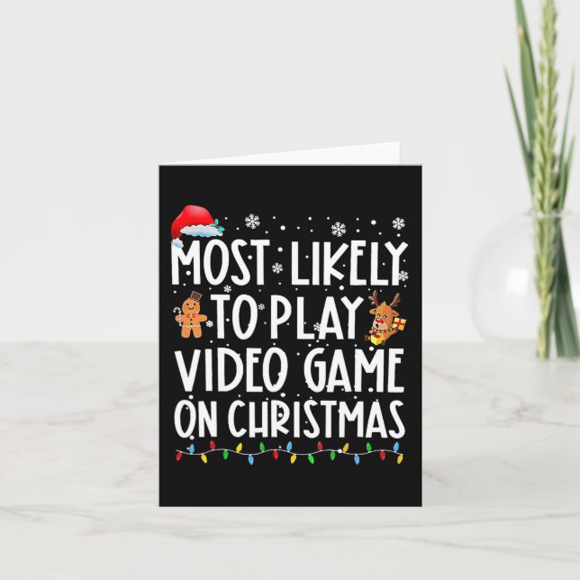 Tarjeta Lo Más Probable Es Jugar Videojuegos En Navidades (Anverso)