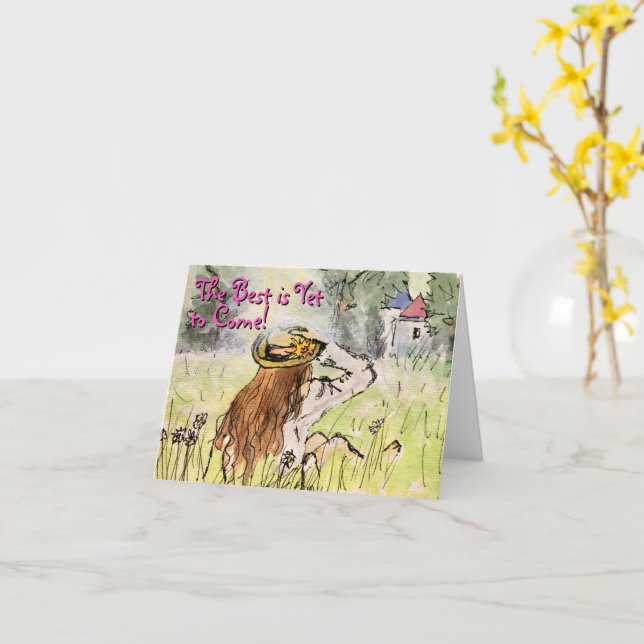 Tarjeta "Lo mejor está por venir" de Meadow (flor amarilla)