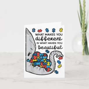 Tarjeta Lo que te hace diferente y hermoso autismo elefant