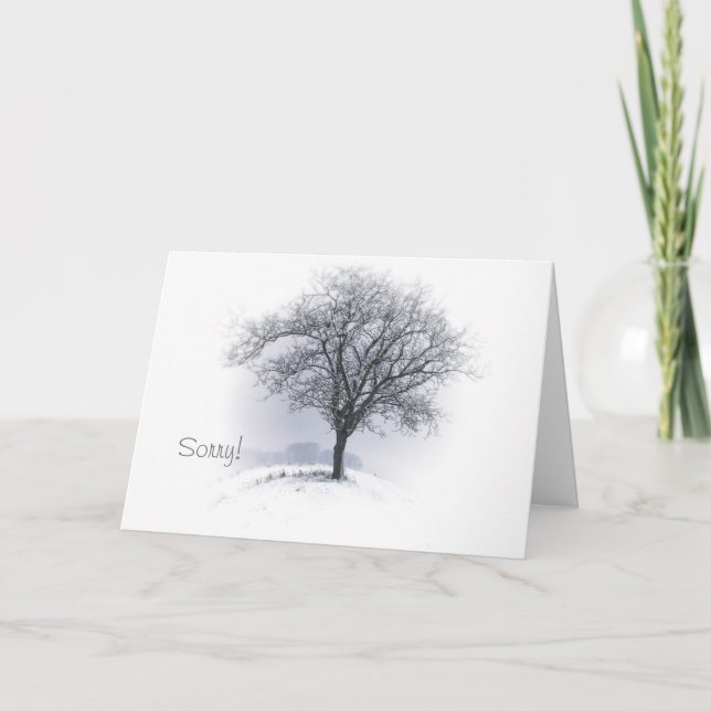 Tarjeta Lo siento Árbol parado solo escena de invierno per (Anverso)