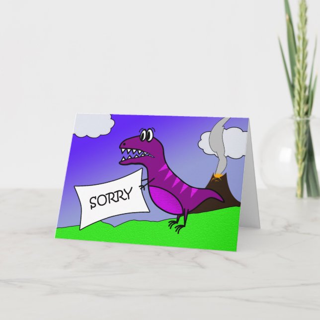 Tarjeta Lo siento, Dinosaurio T-rex, Excusa del Cerebro Re (Anverso)