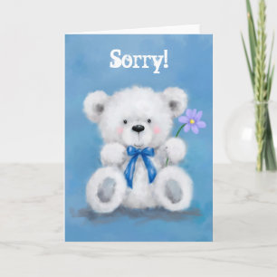 Tarjeta Lo siento, linda peluca sosteniendo una flor