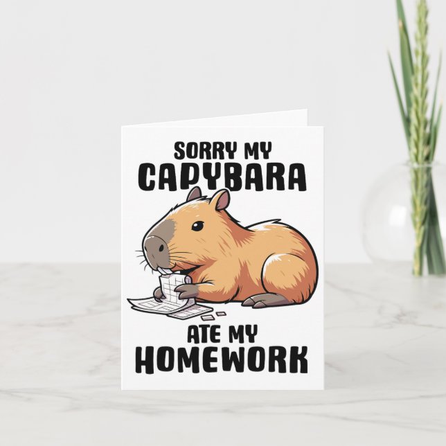 Tarjeta Lo siento, mi capibara comió mi hogar Funny Capyba (Anverso)