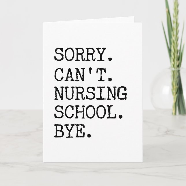 Tarjeta Lo siento, no puedo Enfermería de la escuela, adió (Anverso)