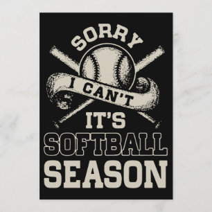 Tarjeta Lo siento, no puedo usar sus camisetas de softball