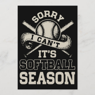 Tarjeta Lo siento, no puedo usar sus camisetas de softball