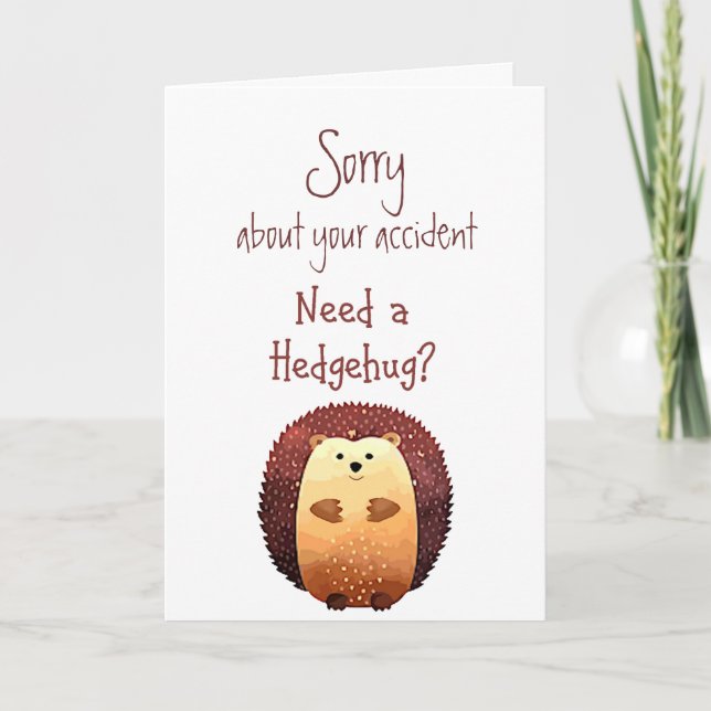 Tarjeta Lo siento por las flores del accidente Hedgehog Hu (Anverso)