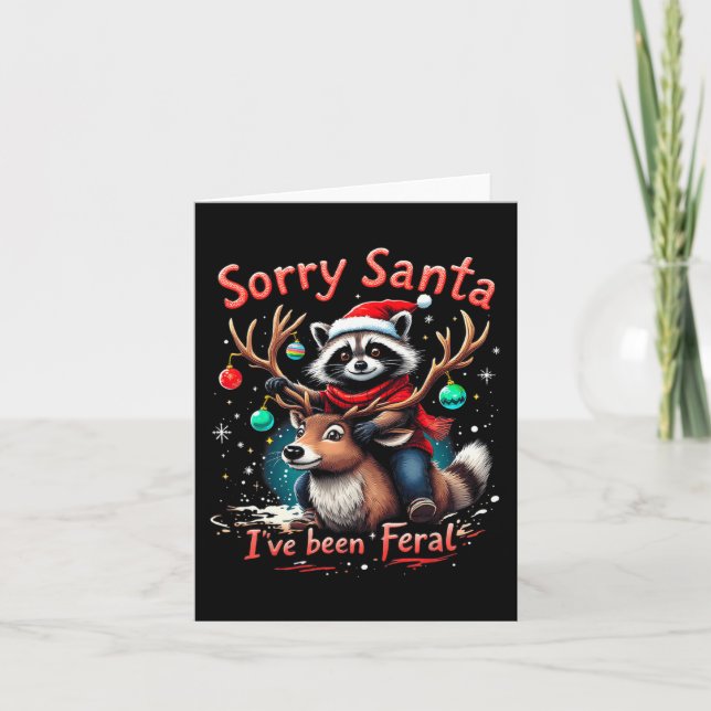 Tarjeta Lo siento Santa He sido Feral Raccoon Graciosa Chr (Anverso)