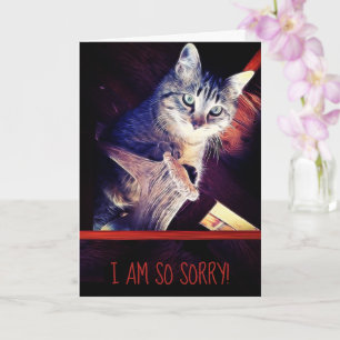 Tarjeta Lo siento tarde Gatito atigrado lindo Foto reempla