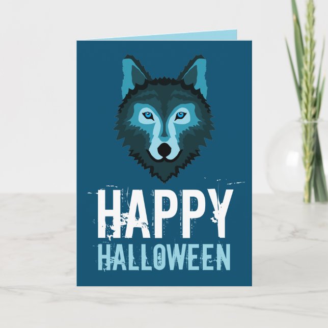 Tarjeta Lobo azul, Feliz Halloween (Anverso)