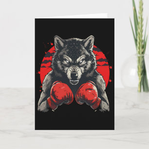 Tarjeta Lobo boxeador con guantes de boxeo kickboxing dive