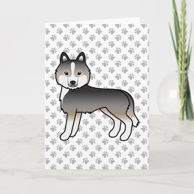 Tarjeta Lobo Claro Husky Siberiano Gris Perro De Dibujos A (Anverso)