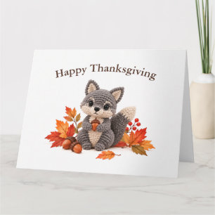 Tarjeta Lobo de ganchillo Feliz Día de Acción de Gracias