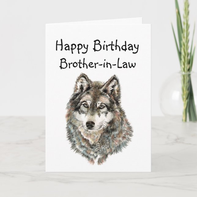 Tarjeta Lobo de humor de cuñado feliz cumpleaños, lobos (Anverso)