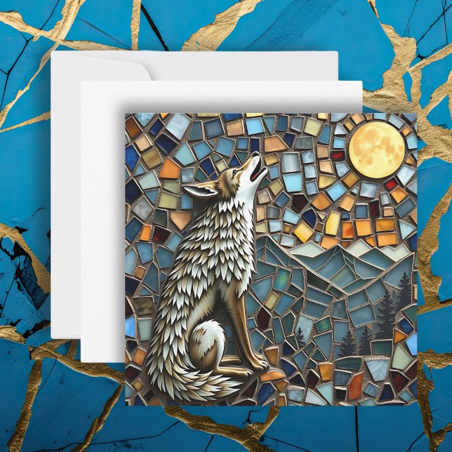Tarjeta Lobo de mosaico en la luna (Subido por el creador)