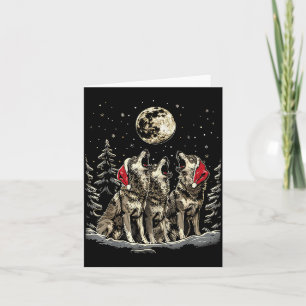 Tarjeta Lobo - Divertida Feliz Navidad Santa Familia Corre