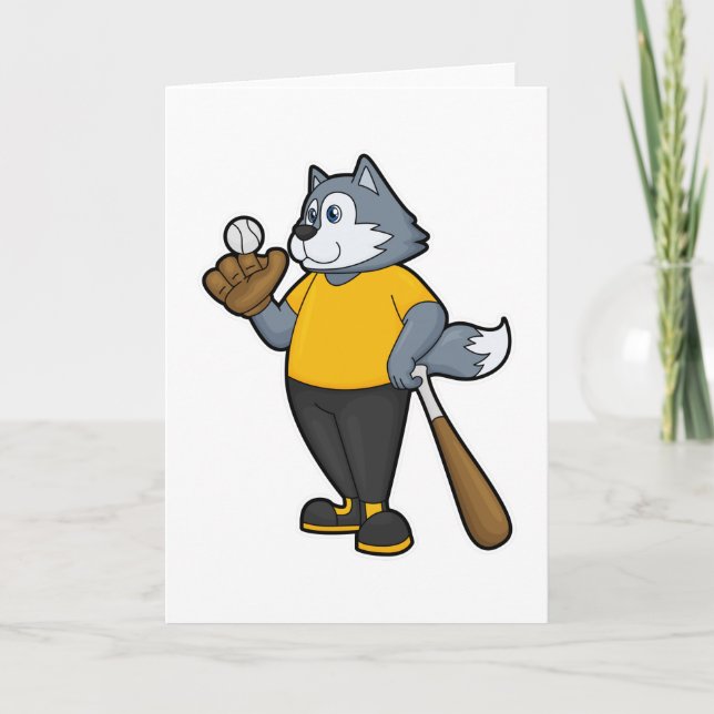 Tarjeta Lobo en béisbol con bate de béisbol (Anverso)
