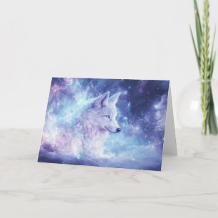 Tarjeta Lobo en medio de la galaxia de estrellas