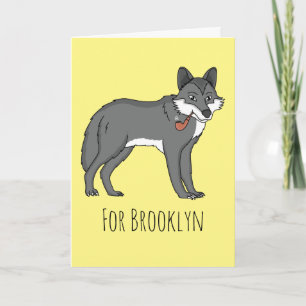 Tarjeta Lobo gris con ilustracion de personalizado de tube