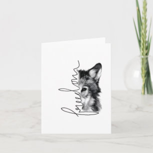 Tarjeta Lobo Libertad Arte de Línea Minimalista -