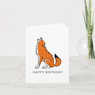 Tarjeta Lobo rojo aullador - Vida silvestre - Animal en pe