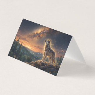 Tarjeta Lobo Solitario Bajo el Cielo Estrellado de la Vía 