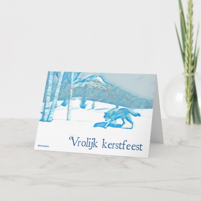 Tarjeta Lobo Solitario En Invierno - Navidad (Anverso)