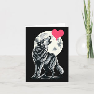 Tarjeta Lobo sosteniendo corazón Día de San Valentín Lobos