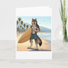 Tarjeta Lobo surfista  