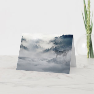 Tarjeta Lobos en un paisaje invernal