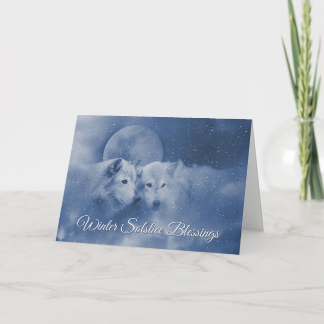 Tarjeta Lobos Espirituales Hermosos en el Solsticio de Inv (Anverso)