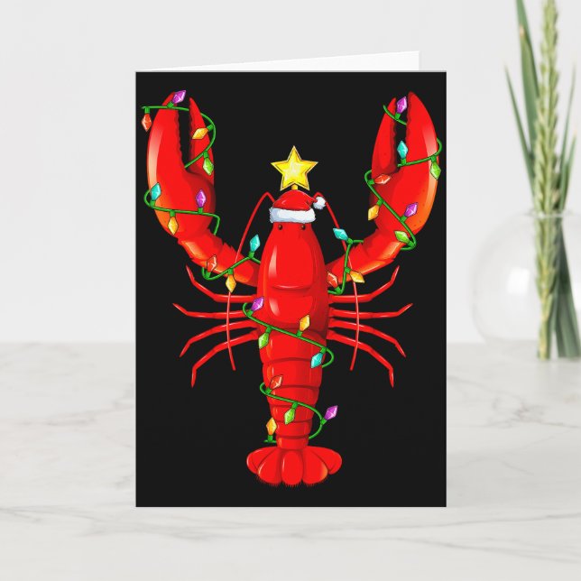 Tarjeta Lobster Lighting Xmas Tree Matching Lobster Christ (Anverso)