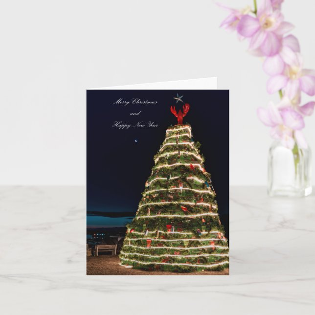 Tarjeta Lobster Trap Christmas Tree 2021 Holiday Greeting  (Orquídea)