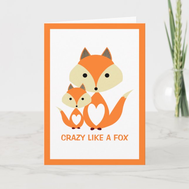 Tarjeta Loco como un zorro, Naranja Fox Burlap (Anverso)