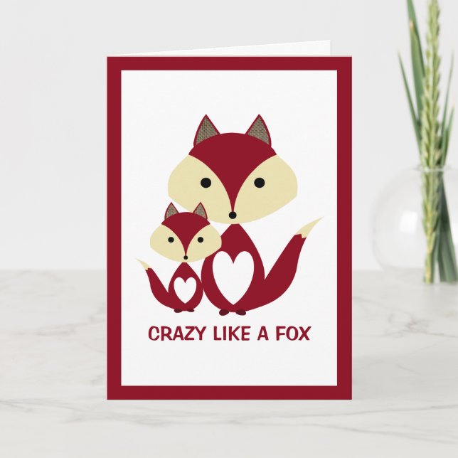 Tarjeta Loco como un zorro, rojo Fox Burlap (Anverso)