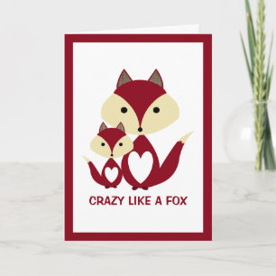 Tarjeta Loco como un zorro, rojo Fox Burlap