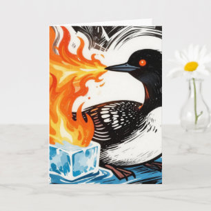 Tarjeta Loco furioso que respira fuego derritiendo hielo