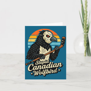 Tarjeta Loco meme del lobo canadiense pájaro calentado loo