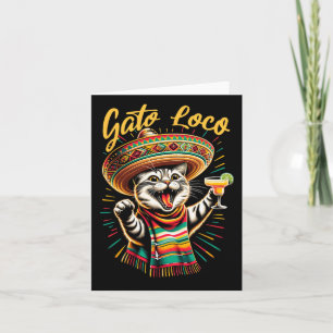 Tarjeta Loco mexicano de Gato Sombrero Cat Cinco De Mayo F
