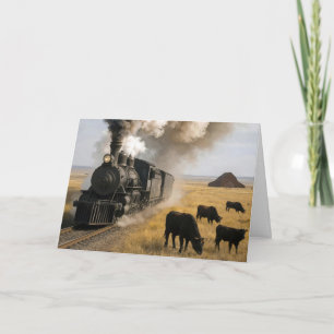 Tarjeta Locomotora de tren vintage de cumpleaños
