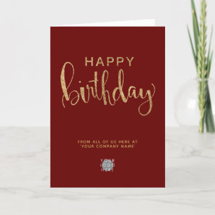 Tarjeta Logo Burgundy Elegant Faux Gold Feliz cumpleaños