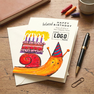 Tarjeta Logo Corporativo Caracol Lápiz Crayón Cumpleaños A