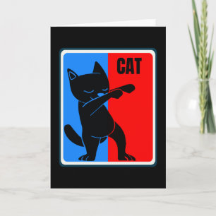 Tarjeta Logo de deportes rojos y azules de gato