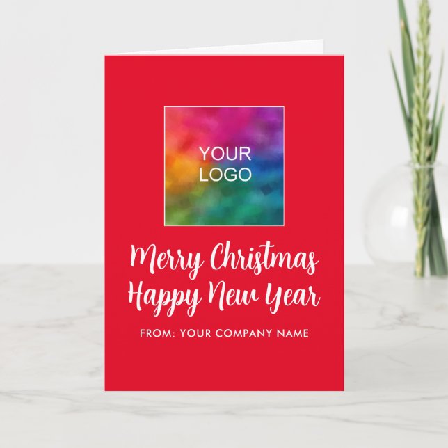 Tarjeta Logo de Feliz Navidad Feliz Año Nuevo escrito a ma (Anverso)