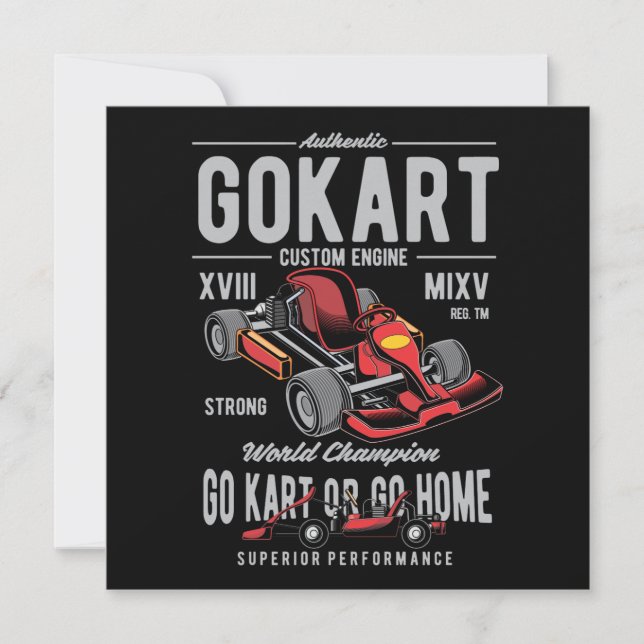Tarjeta Logo de la Carreras vintage Go-Kart (Anverso)