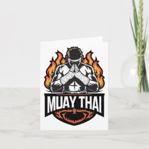 Tarjeta Logo de Muay Thai - Luchador tailandés de boxeo