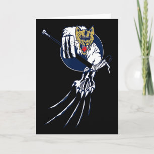 Tarjeta Logo de portero de hockey de gato de la jungla 