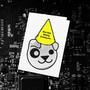 Tarjeta logo de puppy linux usando cumpleaños gorra