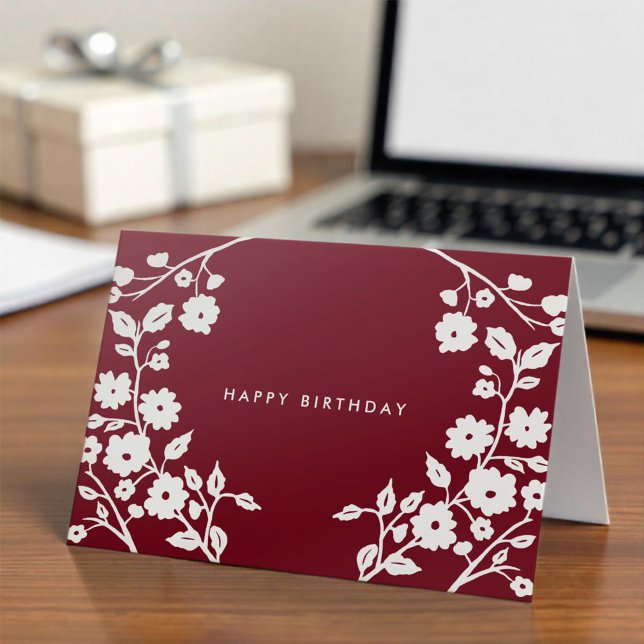 Tarjeta Logo Flores populares blancas simples cumpleaños d (Subido por el creador)