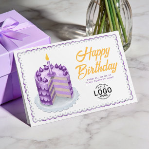 Tarjeta Logo Morado Gris Vintage Pastel Negocio Cumpleaños